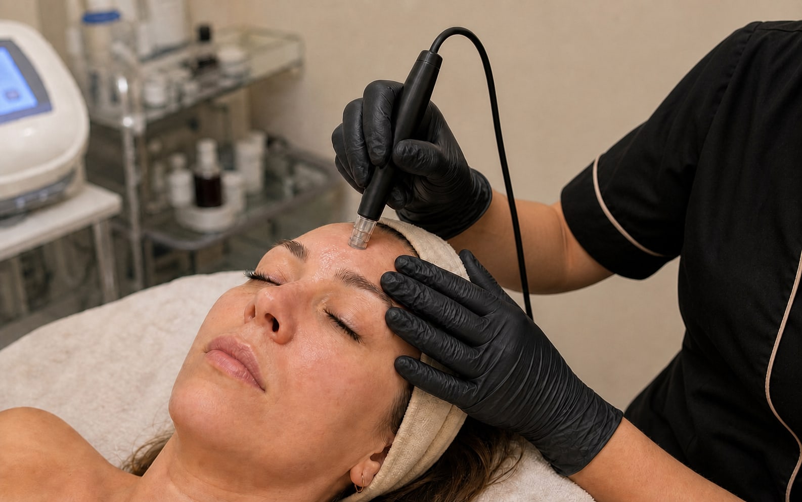 NO-TOX Behandlung mit dem Microneedling-Pen an der Stirn bei Maru Kosmetik in Karlsruhe-Grötzingen